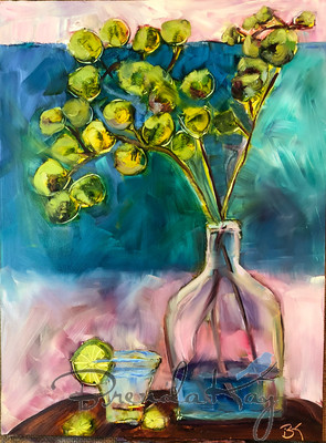 Original SOLD Zesty Lime Spritzer 9x12 Oil on gesso board