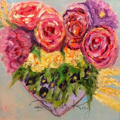 Heart Full of Love 8x8 Oil on gesso board