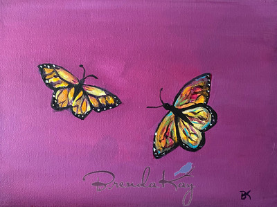 (magenta) Butterflies Are Free 8x10 Acrylic on canvas